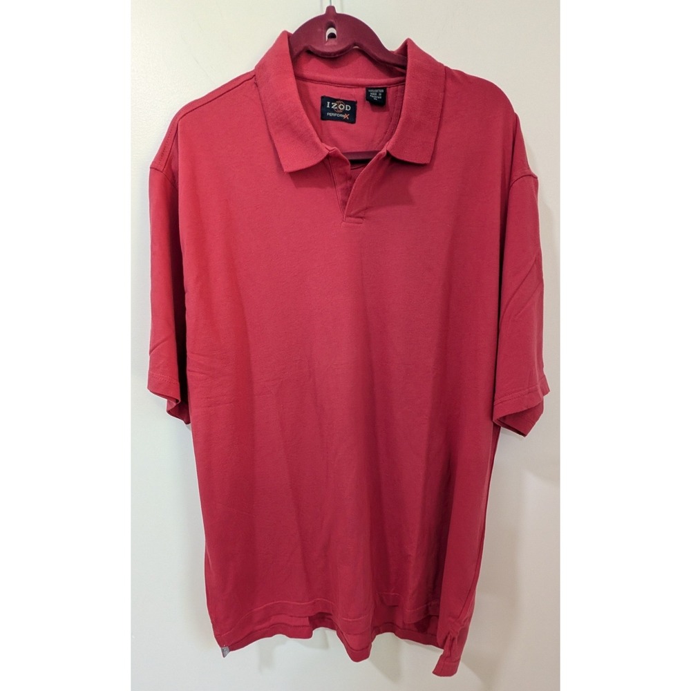 Vintage IZOD PerformX Mens XL Red Short Sleeve 100% Cotton Polo Shirt Solid